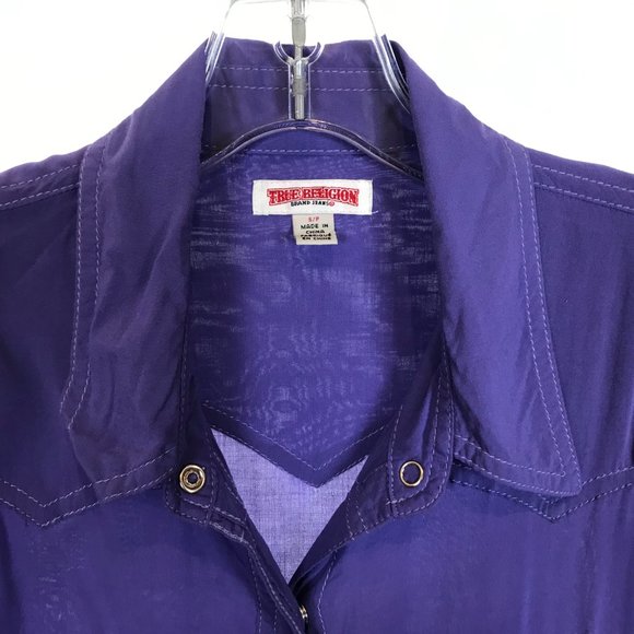 Womens Size Small True Religion Western Pearl Snap Button West Cryst Shirt Top - Picture 2 of 4